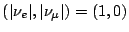 \bgroup\color{black}$(\vert\nu_e\vert,\vert\nu_\mu\vert) = (1,0)$\egroup