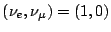 $(\nu_e,\nu_\mu) = (1,0)$